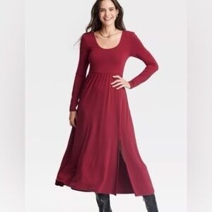 a new day Burgundy Long Sleeve Dress